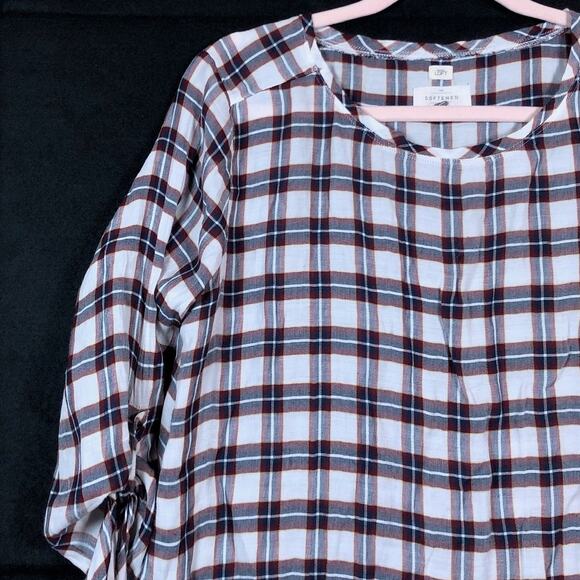 Ann Taylor LOFT Womens Shirt White Multicolored Plaid Roll Tab Lightweight Small - Picture 4 of 12